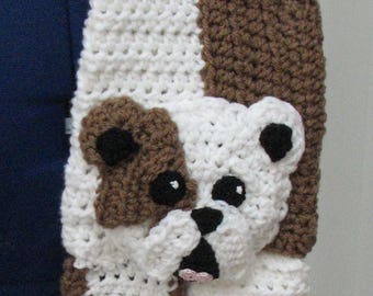 Bulldog Scarf -  English Bulldog - Scarf Crochet Pattern