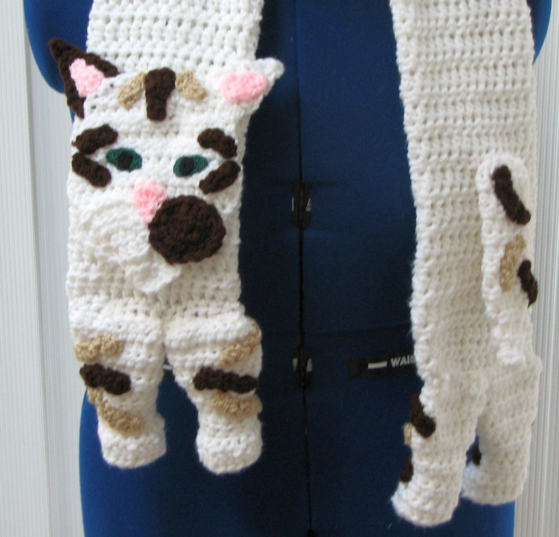 Tabby Cat Scarf Crochet Pattern With Tutorials Digital Download image 6
