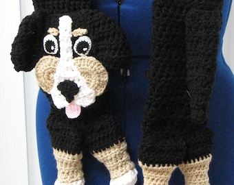 Bernese Mountain Dog Scarf Crochet Pattern - With Tutorials - Instant Download