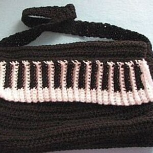 Patron au crochet - sac messager piano, bonnet et écharpe - téléchargement numérique