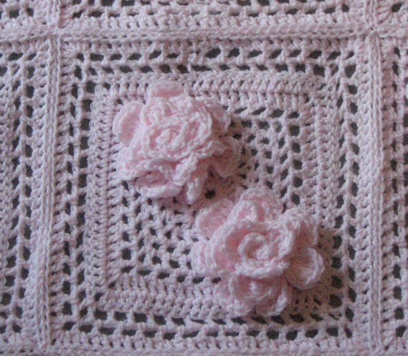 Pink Flowers Baby Afghan Crochet Pattern With Tutorials Etsy