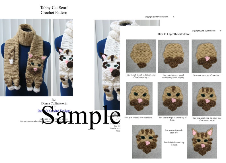 Tabby Cat Scarf Crochet Pattern With Tutorials Digital Download image 4