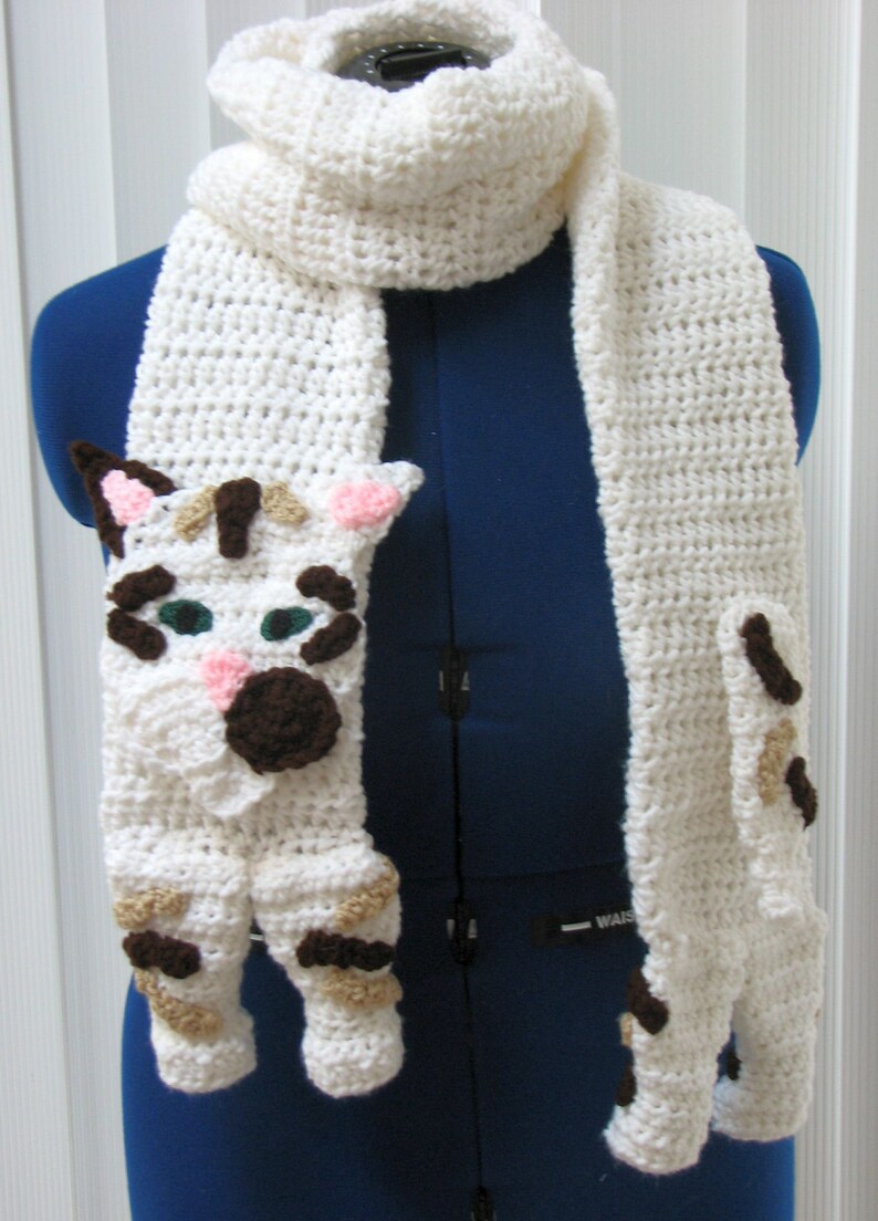 Tabby Cat Scarf Crochet Pattern With Tutorials Digital Download image 3