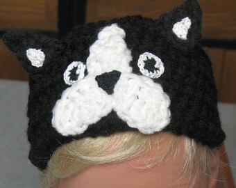 Infant Boston Terrier Dog Hat Crochet Pattern With Tutorials - Digital Download