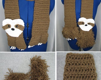 Sloth - Scarf Crochet Pattern With Tutorials - Digital Download