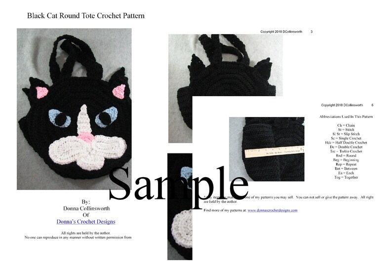 Black Cat Round Tote Crochet Pattern Digital Download image 5