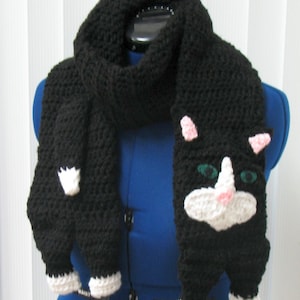 Black Cat - Scarf Crochet Pattern With Tutorials - Digital Download