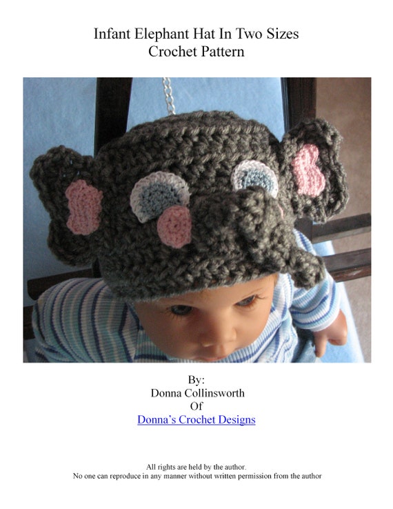 Elephant - Infant Hat Crochet Pattern With Tutorials - Digital Download
