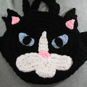 Black Cat Round Tote Crochet Pattern Digital Download image 1
