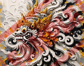 Barong, Balinese Mythical Guardian Painting - Digital Painting for Wall Art