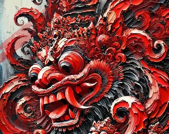 Barong Bali Guardian Spirit - Printable Wall Art Digital Painting