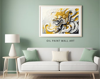 Lion Bali, Mythical Barong - Digital Painting for Decoration
