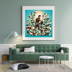 Saint Francis of Assisi with Animals - Digital Painting JPEG Highres