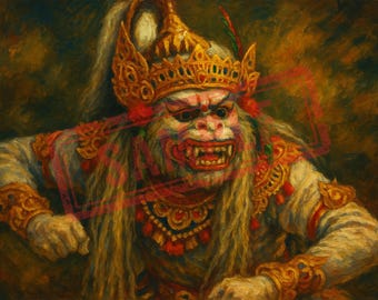 Hanoman Hero Digital Download | Balinese Ramayana Painting | Hindu Mythology Wall Decor