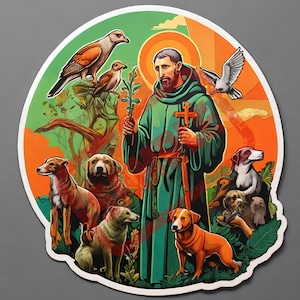 St Francis of Assisi Printable Wall Art | Catholic Saint & Animals Painting | 300 DPI Instant Download | Patron of Animals Decor
