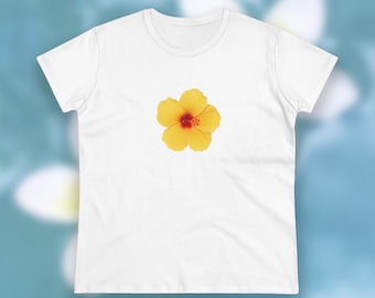 Getailleerd T-shirt met gele bloemen | iconische y2k key west kitten damestop |