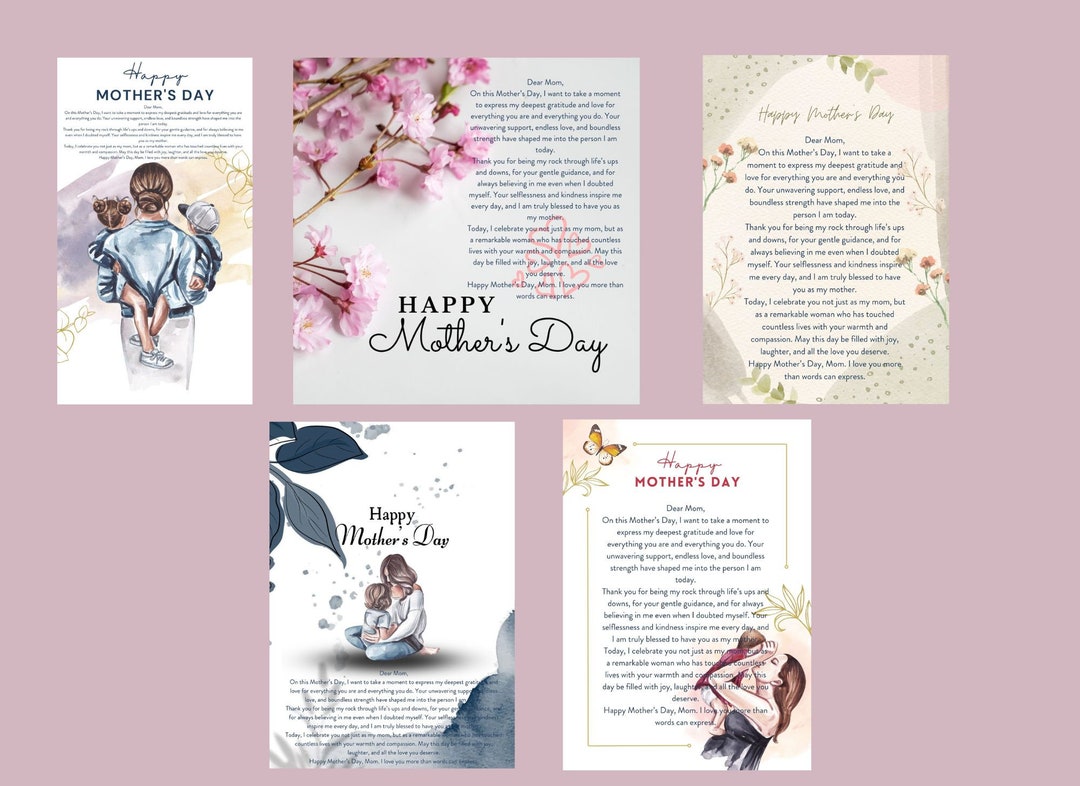 Mother's Day Printable Letter, Design, Instant Digital Download 5 ...