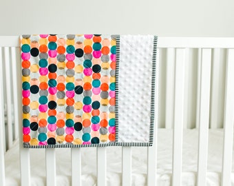 disco dot minky baby quilt