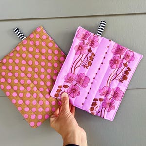 Purple and brown hot pads