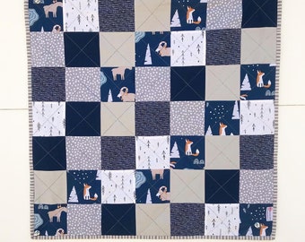 SALE Mountain goats minky baby quilt