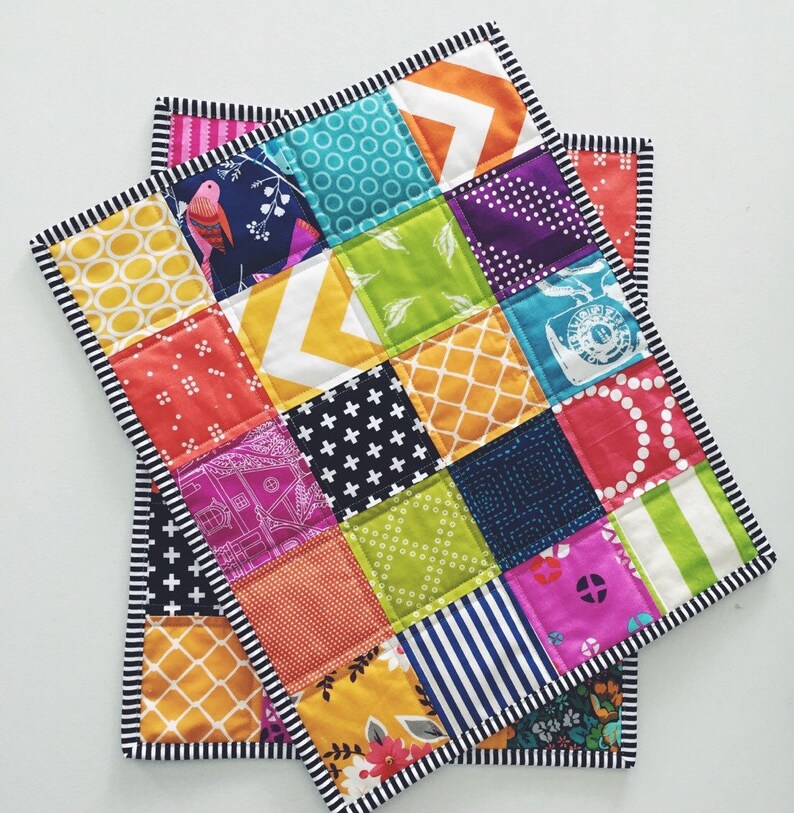 Patchwork placemats set of six image 3