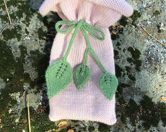 Green Leaf Small Knit Gift Bag