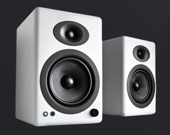 A5 and 150W Bluetooth Bookshelf Speakers with aptX-HD for Home, Studio, and Gaming,White, Pair