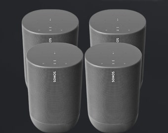 Move, Battery-Powered, Built-in Bluetooth and Smart Wi-Fi Speaker with Alexa - Black - 4-Pack