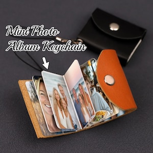 Mini Photo Album Keychain - 20-Picture Mini Album , Personalized Birthday Gifts,Wedding Anniversary Gift,Leather Accessory Gift
