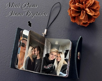 Handmade 18-Picture Mini Album - Mini Photo Album Keychain,Personalized Birthday Gifts,Wedding Anniversary Gift,Leather Accessory Gift