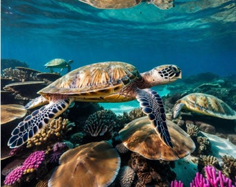 Under sea turtle - Ai Art