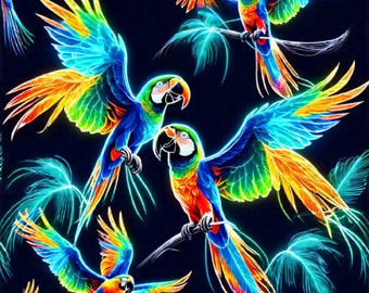 Illuminated Macaw birds - Ai Art