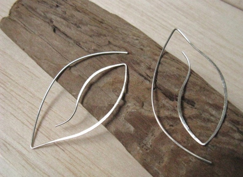 Minimalist silver leaf earrings