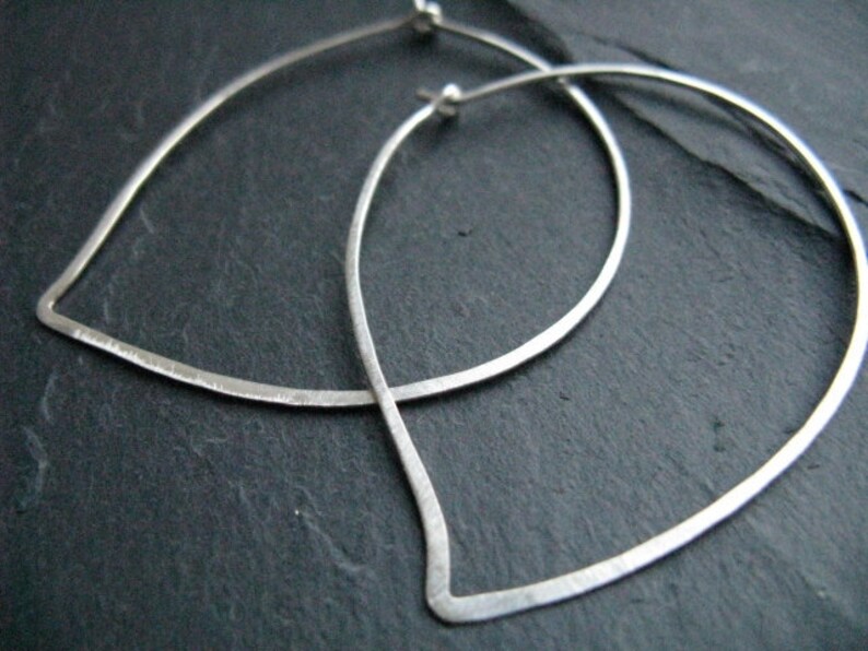 modern simple silver earrings Lotus petal minimalist jewellery delicate silver hoop earrings
