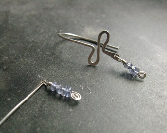 Iolite Kundalini  silver earrings Delicate  yoga jewellery