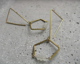 Celeste statement geometric earrings Modern Moonstone earrings  Handmade yoga jewellery