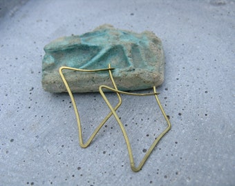 Goddess Isis handmade everyday hoop earrings Ethnic hammered brass earrings