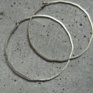 Frost Moon silver hoop earrings Delicate thin hoops Minimalist jewellery Large or small textured silver earrings image 2