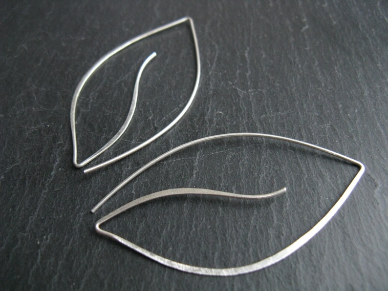 Modern leaf shaped threader earrings