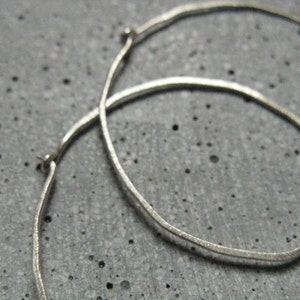 Frost Moon silver hoop earrings Delicate thin hoops Minimalist jewellery Large or small textured silver earrings image 3