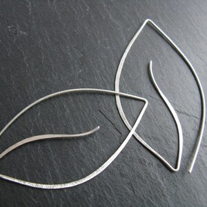 Handmade silver leaf minimalist thread through earrings