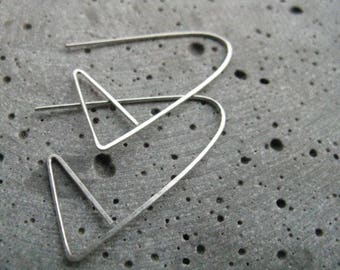 Star silver earrings  Geometric thread through Handmade yoga jewellery