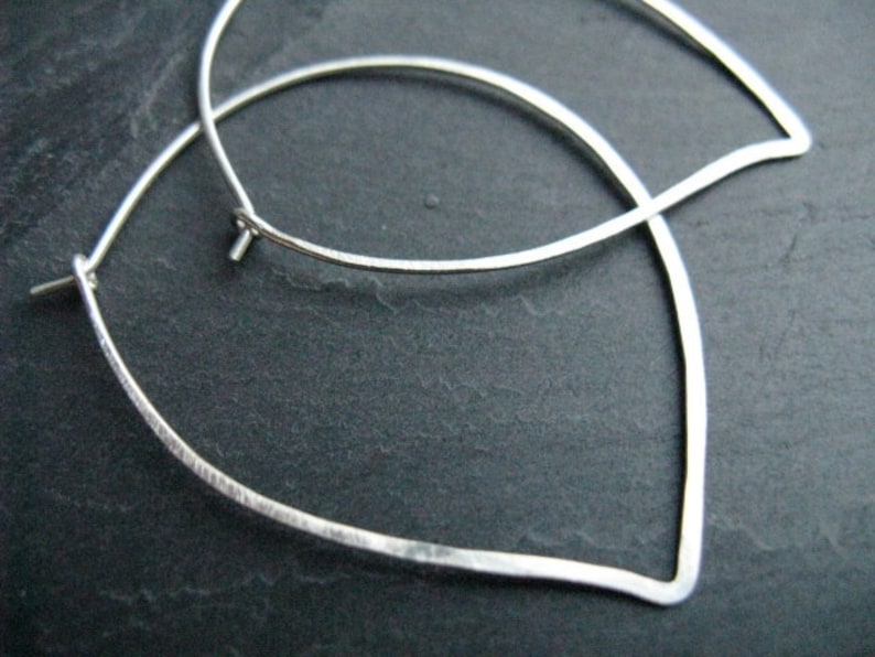 modern simple silver earrings Lotus petal minimalist jewellery delicate silver hoop earrings