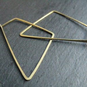 Polygon handmade geometric hoop earrings Minimalist thin brass hoop earrings