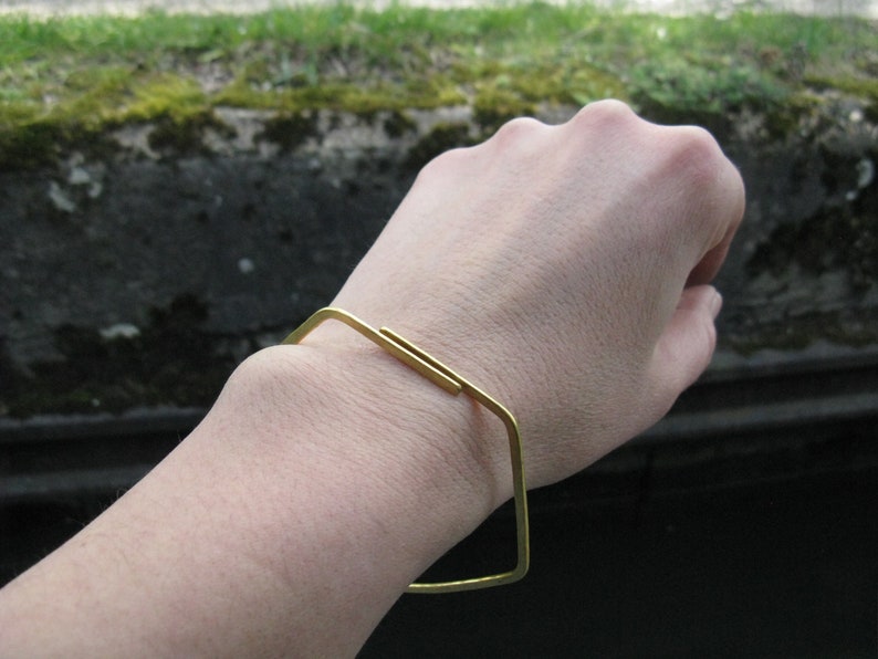 Hexagon bangle geometric jewellery brass or silver stacking bangle simple bracelet