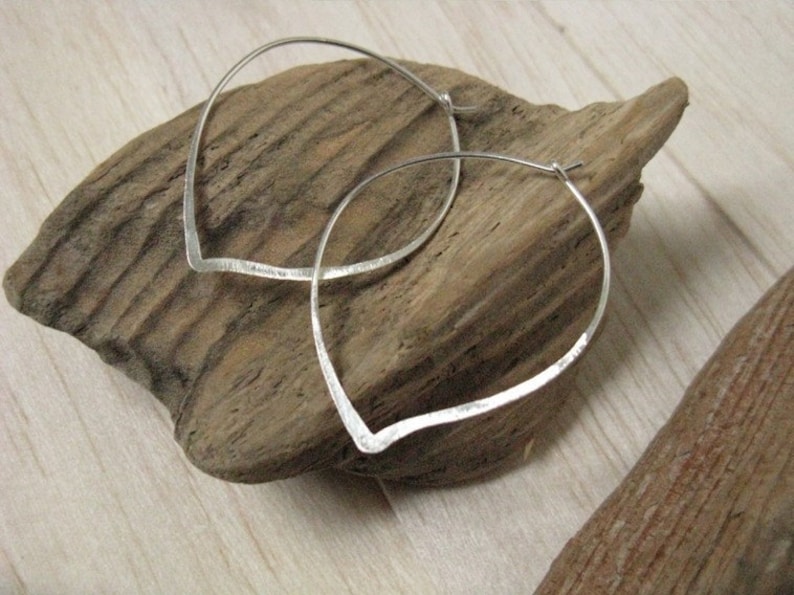 modern simple silver earrings Lotus petal minimalist jewellery delicate silver hoop earrings