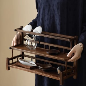 Walnut Woden Tea Tools Rack