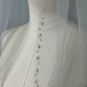 Wedding veil, pearl embroidery, crystal and beads