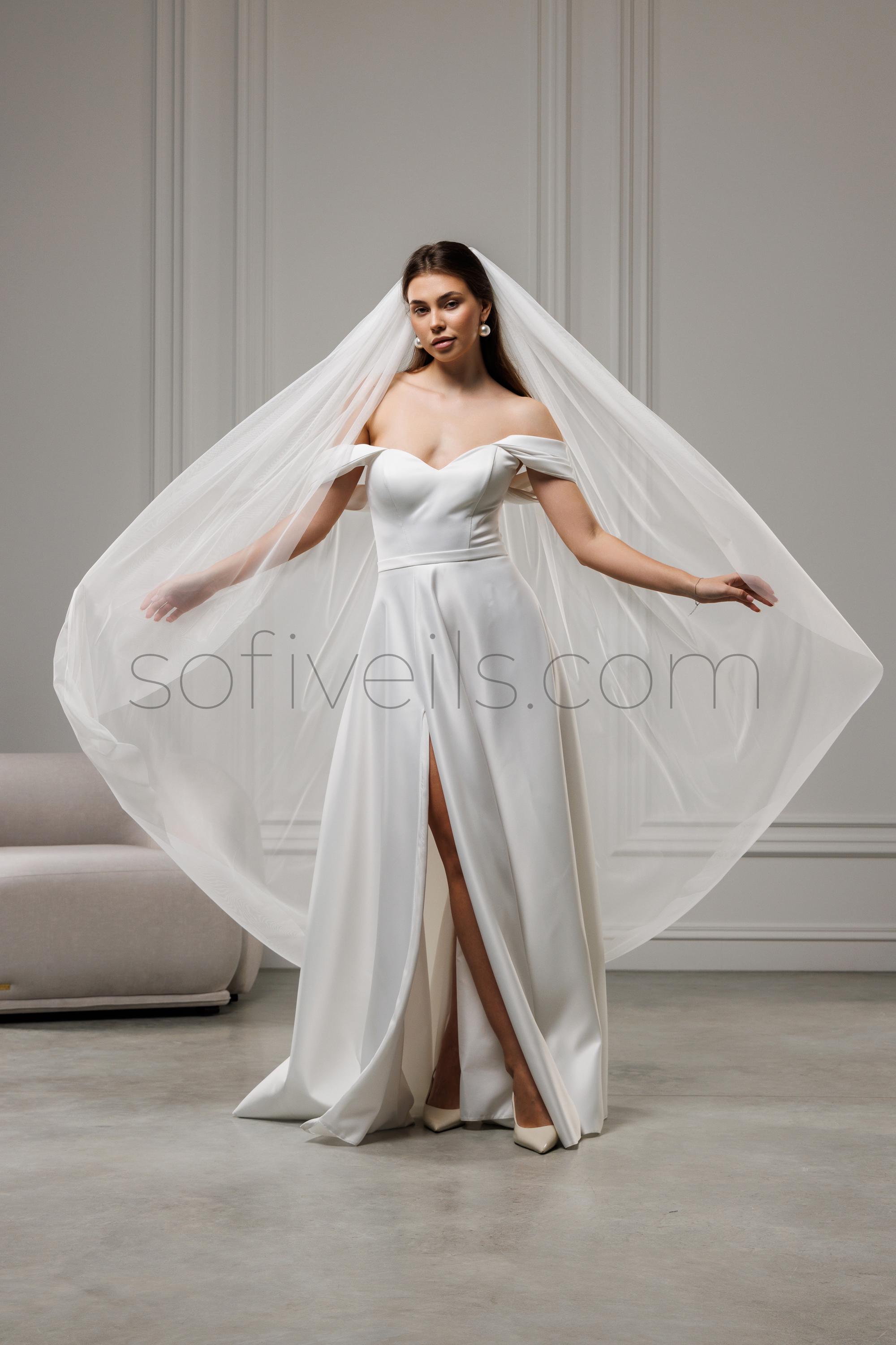 Ivory  Tulle Hair Veil - Lightweight Bridal Hair Accessory Mayfair Ivory Plisse Tulle Bow Veil main image 3