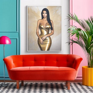 Kim Kardashian Fan Canvas Celebrity Art Gift Canvas Paint Contemporary Abstract Modern Original  Large Wall Art
